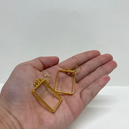 Handmade hypoallergenic gold square earrings
