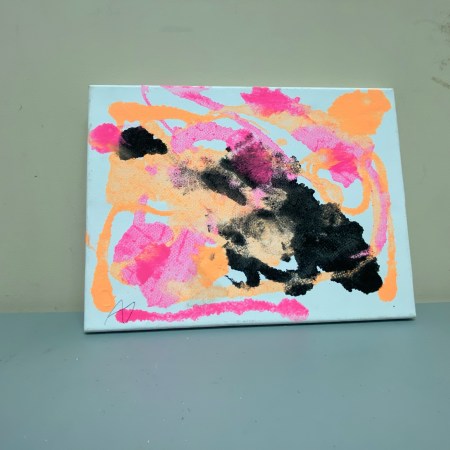 Pink, orange, and black painting
