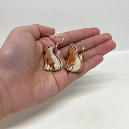 Polymer clay white and brown cat
